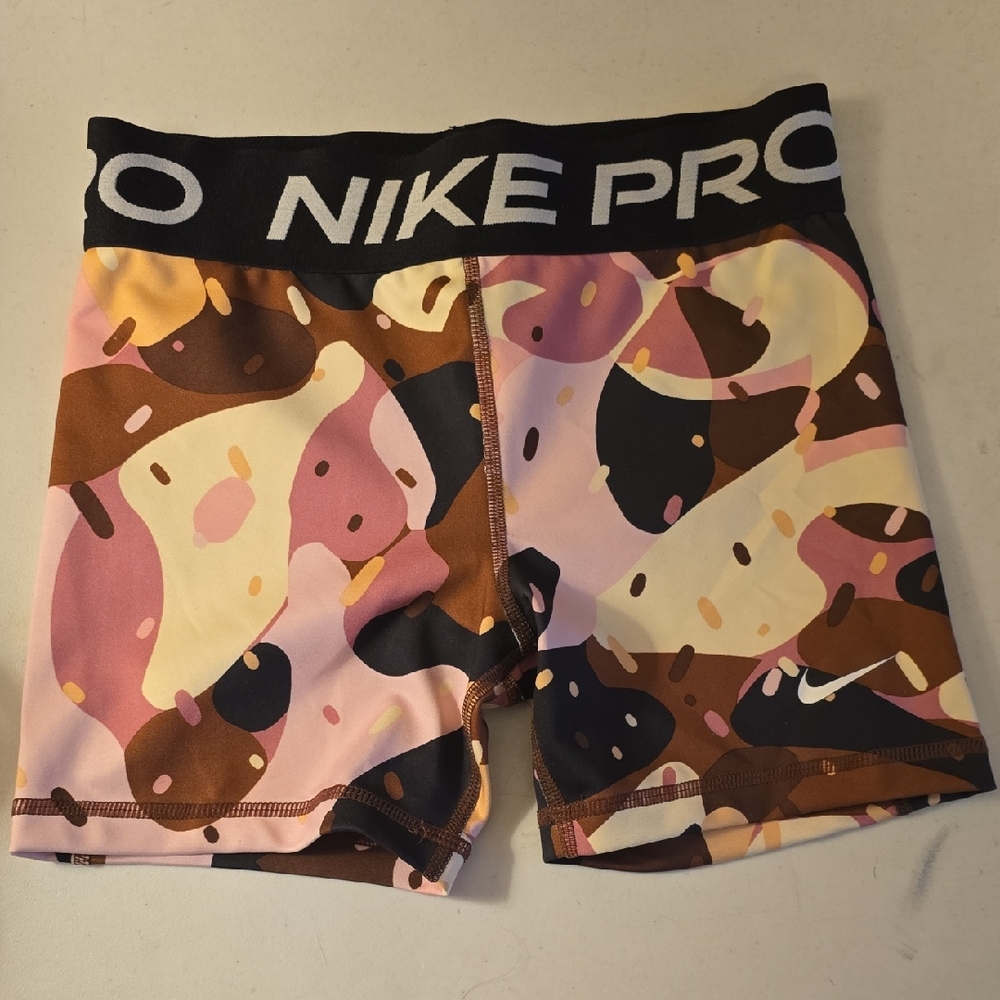 Nike Pro Pink and Brown Patterned Shorts